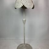 Mid-century French rattan wicker boho floor lamp, 1950s-1960s