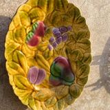 Plat ovale en majolique Sarreguemines vintage