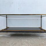 Table basse en bronze et verre opalin noir