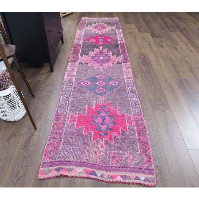 Turkish Oushak handmade runner rug 80x348