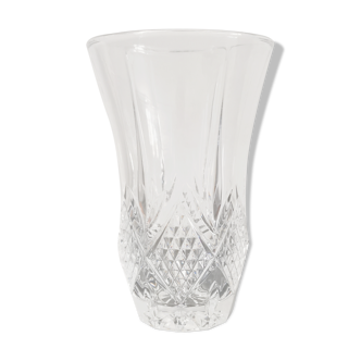 Cylindrical vase with flared neck in molded crystal Lorraine