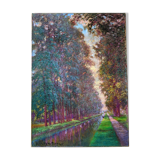 Old Pastel on canvas- The Canal du Midi - Signed Jean Georges FERRY
