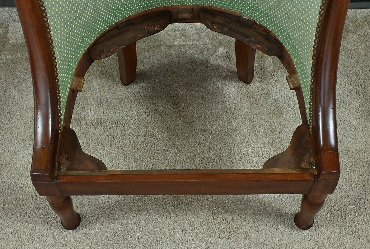 Mahogany Gondola Armchair, Empire Style – 19th Century