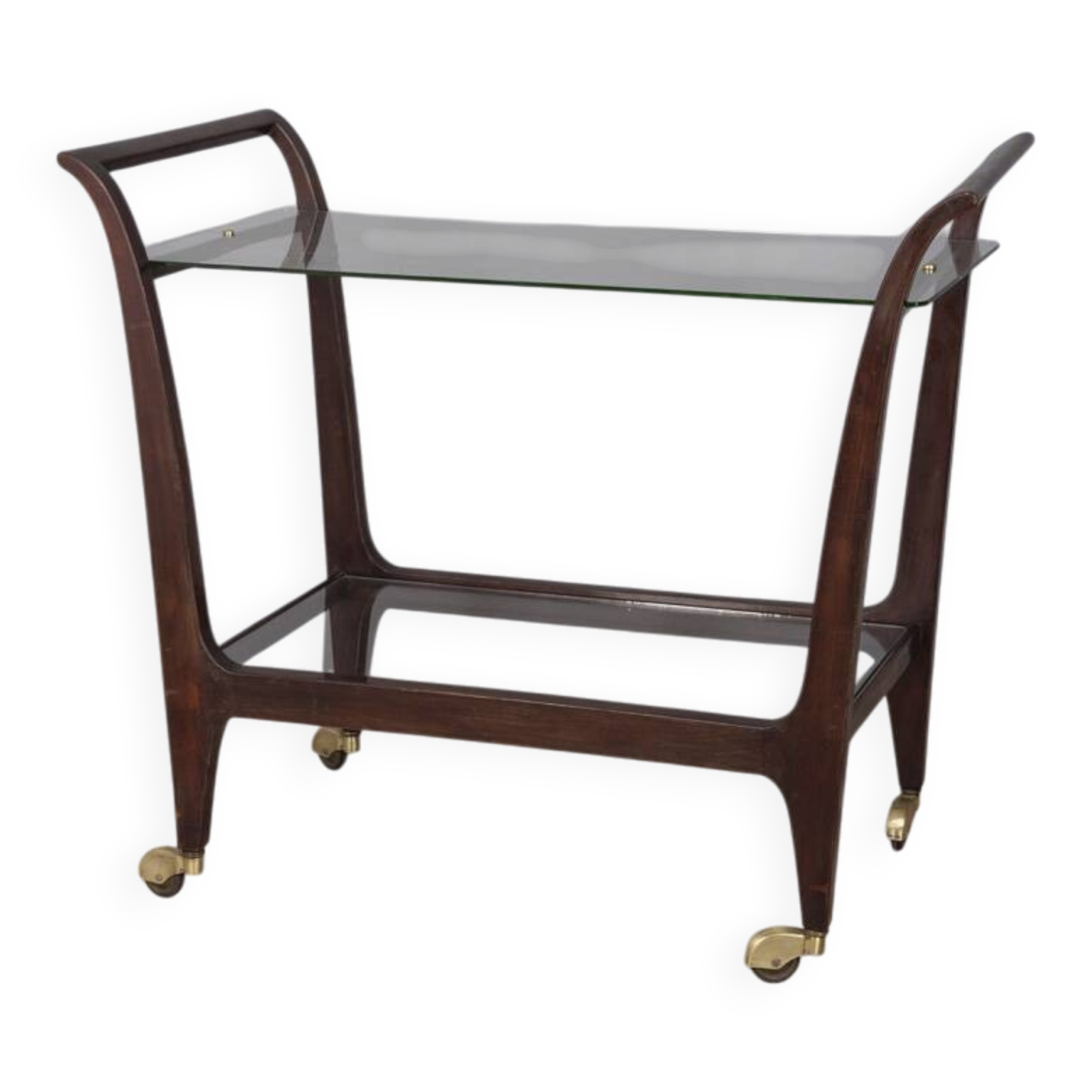 Vintage 1940s wooden and glass Italian design food trolley