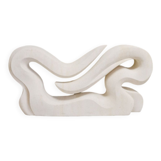 Art abstrait vintage statue sculpture en pierre XL 'Wave'