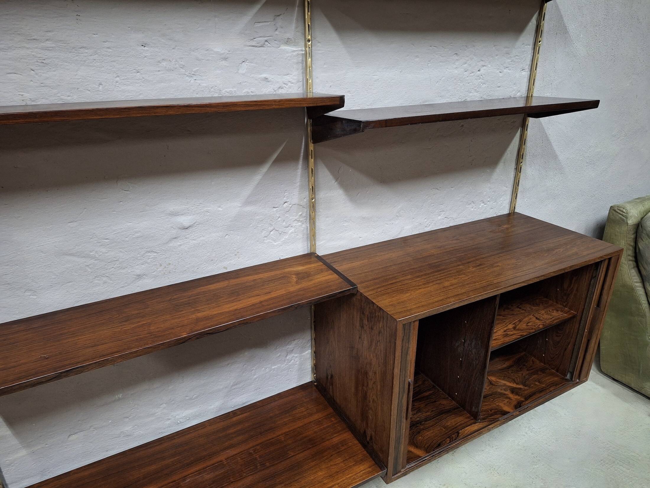 Modular shelving system in rosewood by Kai Kristiansen, Denmark, 1960s.