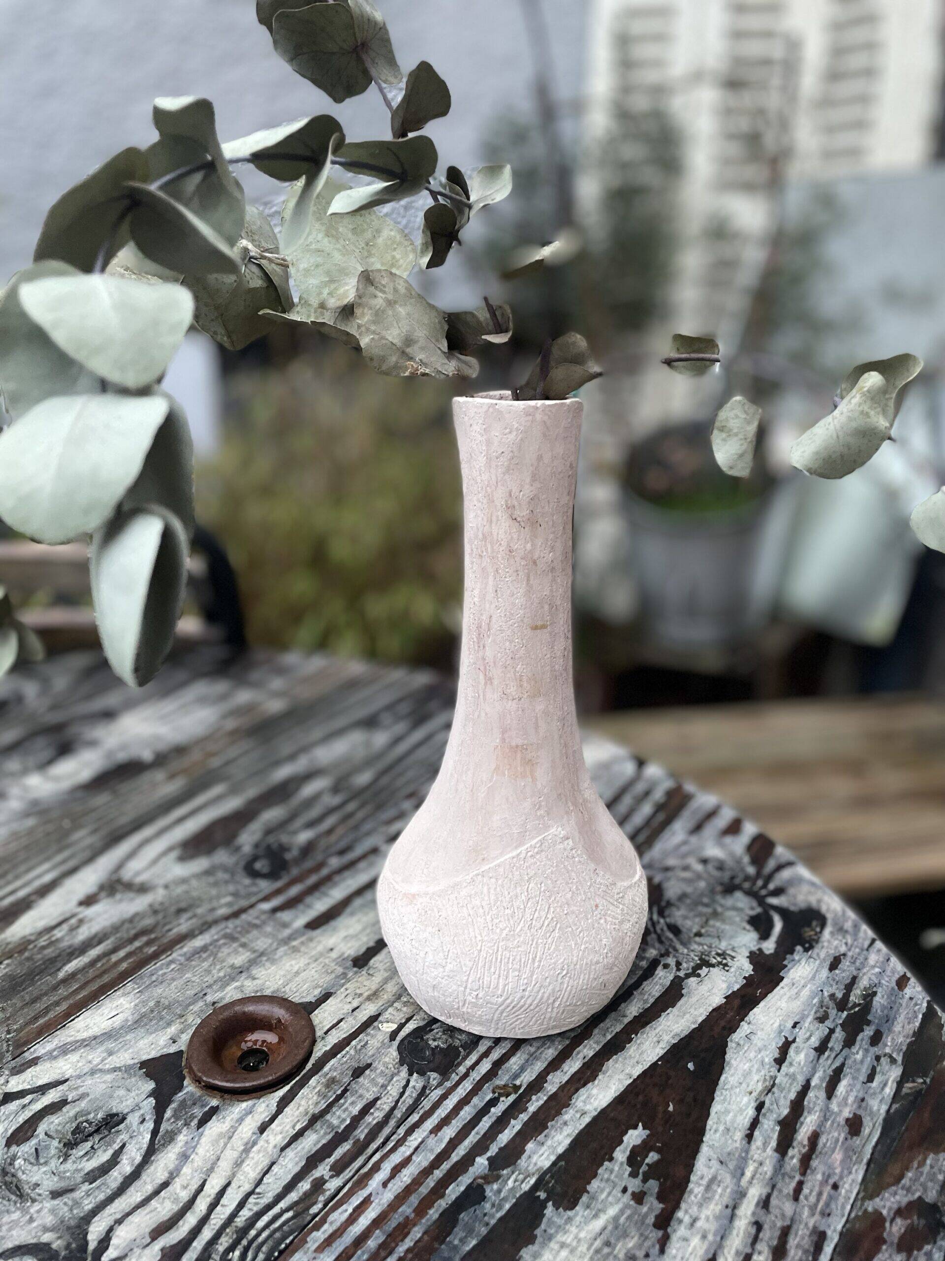 Powder pink brutalist vase