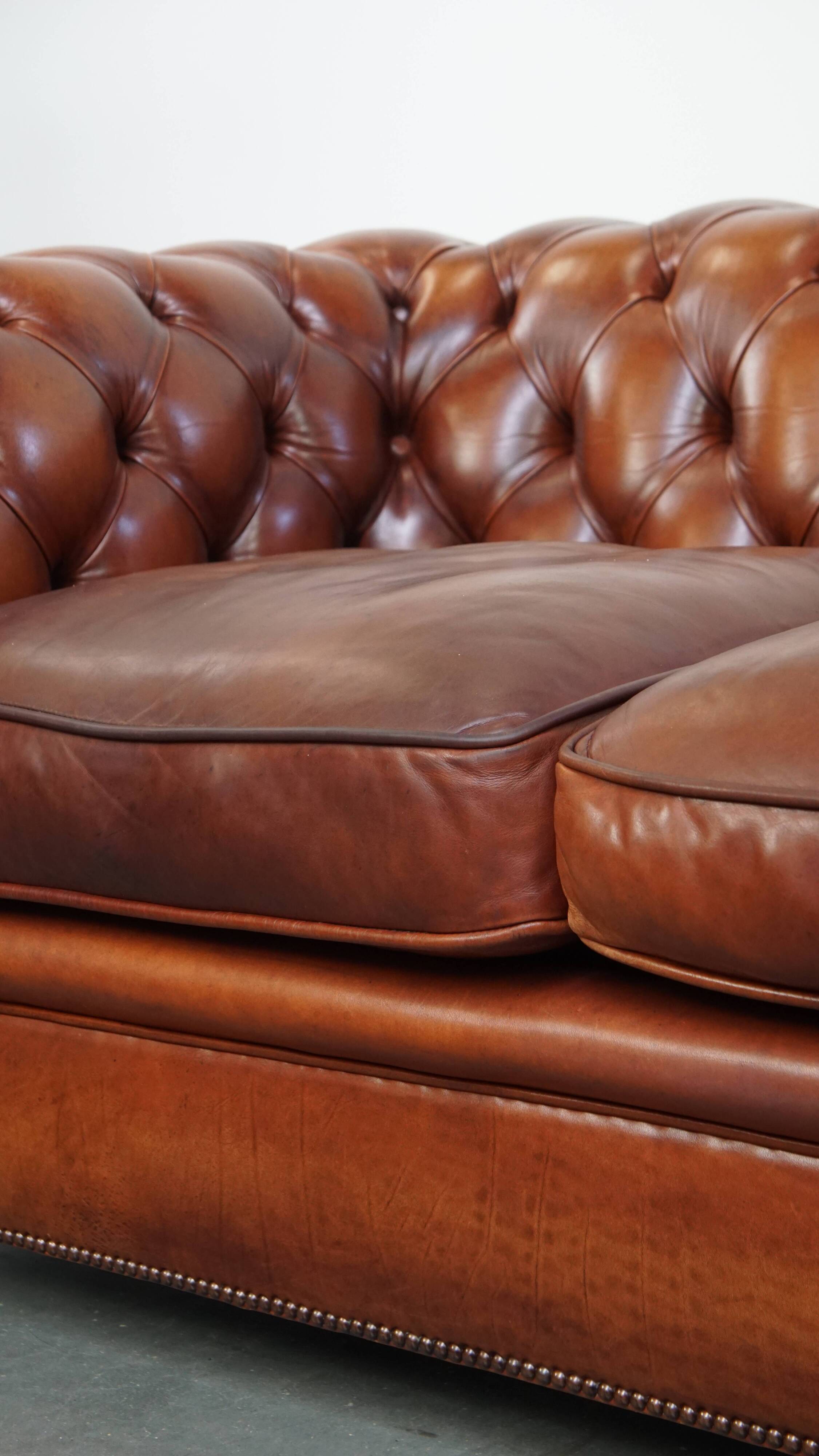 English style cowhide Chesterfield sofa