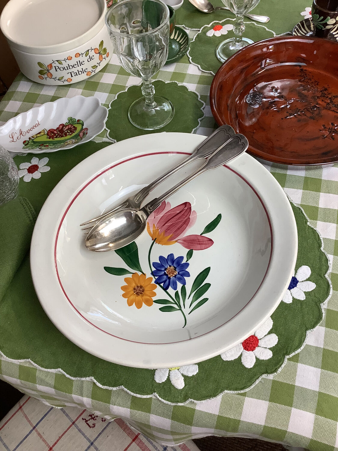 Old hollow dish made in France Digoin Sarreguemines