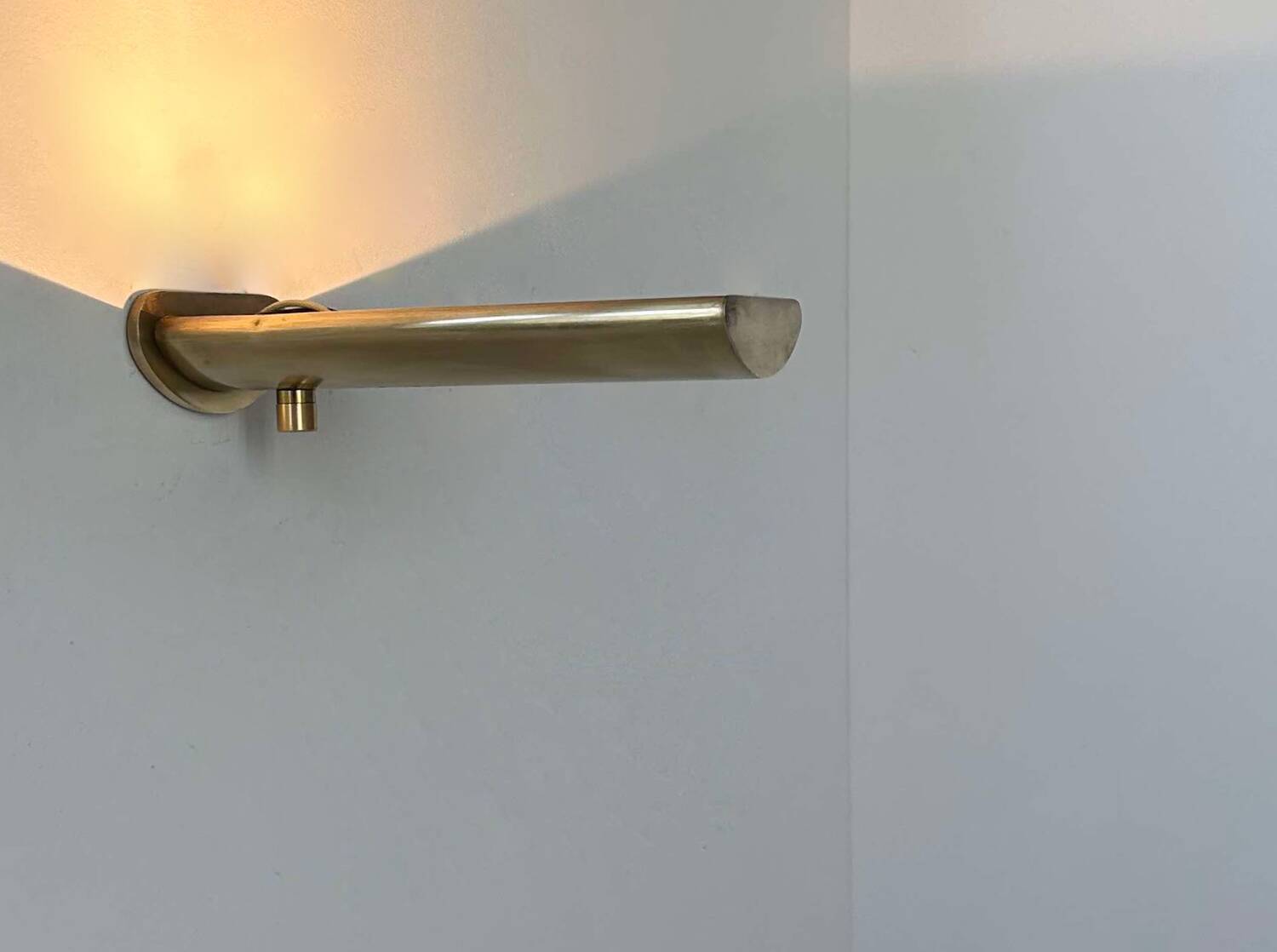 Vintage wall light with dimmer, solid brass, France 1970