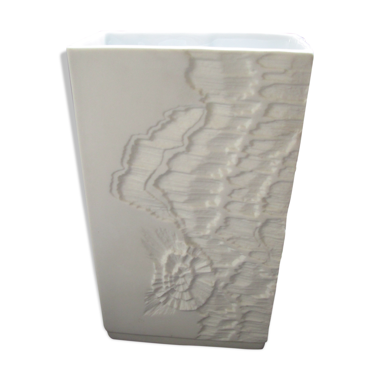 Kaiser bisquit porcelain fossil vase, Modernist 1970s West Germany.