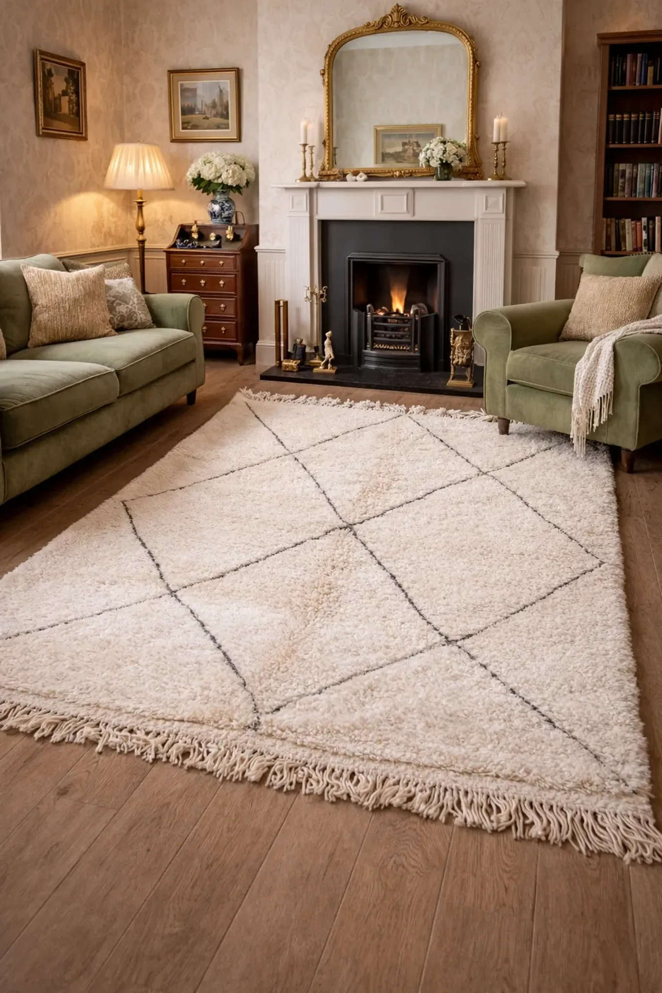 Tapis berbère épais en laine – Diamant