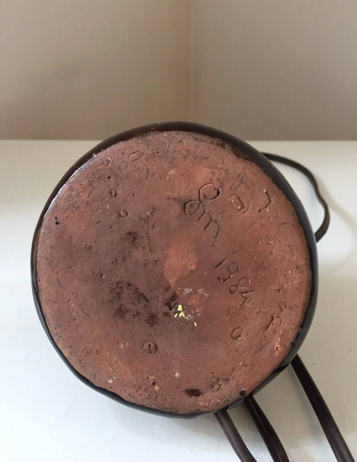 Vintage glazed terracotta lamp base