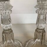 Pair of molded glass candlesticks