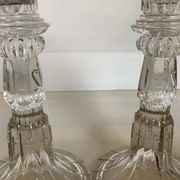 Pair of moulded glass candlesticks