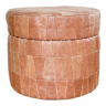 Beige leather patchwork chest pouf