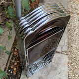 6 chaises pliantes en Plexiglas fumé et métal chrome Chaisor 1970