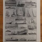 Lithographie originale sur les navires