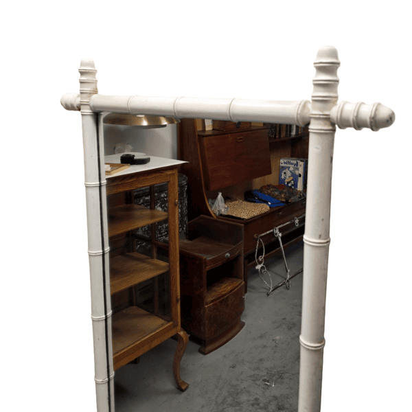 Miroir en bambou blanc vintage, années 1930/40.