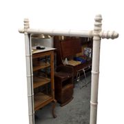 Vintage White Faux Bamboo Mirror, 1930/40s