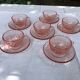 Set de 6 tasses et sous tasses Arcoroc en verre rose Vintage