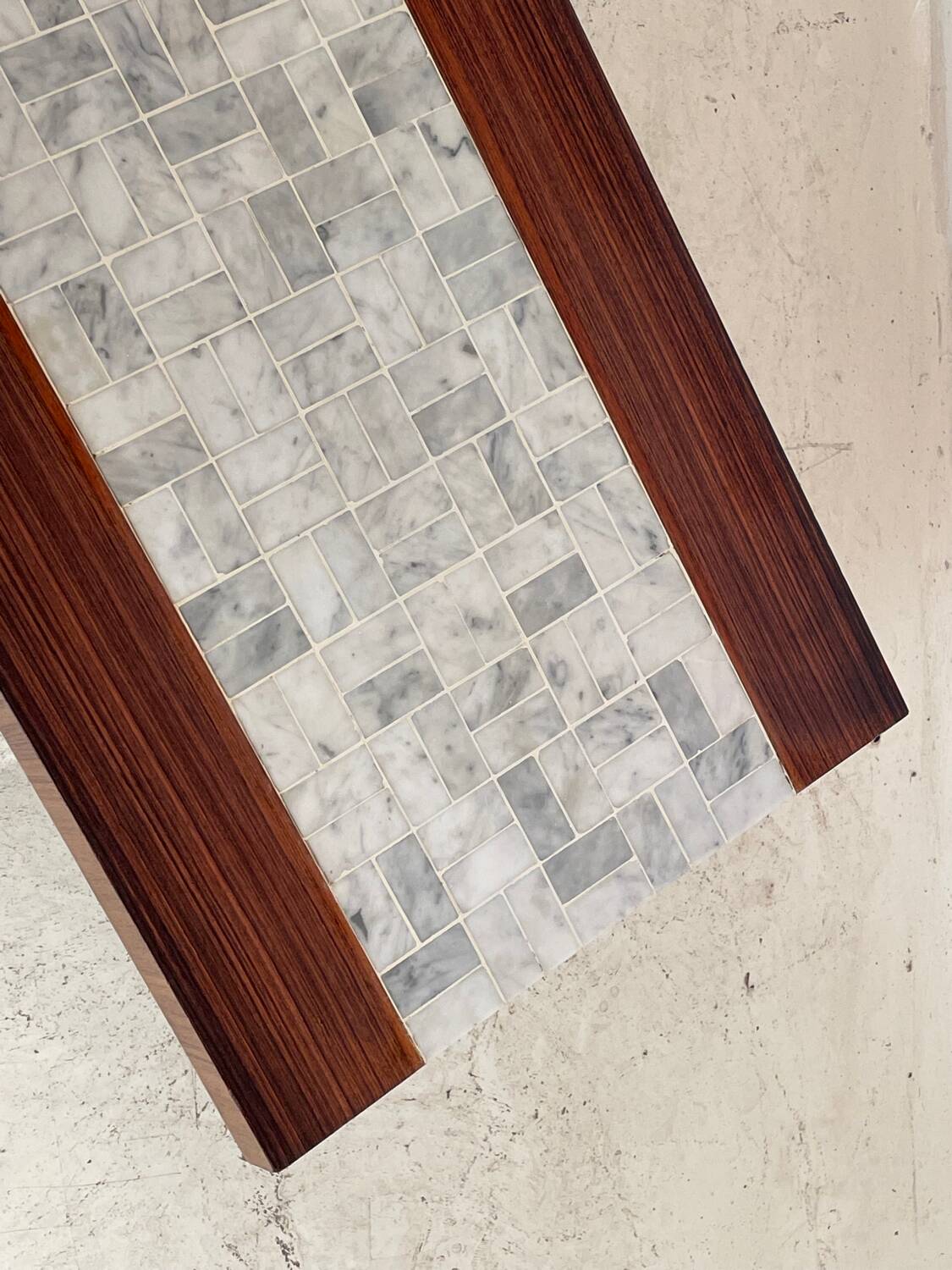 "SEM" coffee table in marble and rosewood 1970