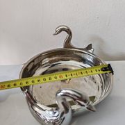 Centre de table, vide poche cygnes en métal argenté