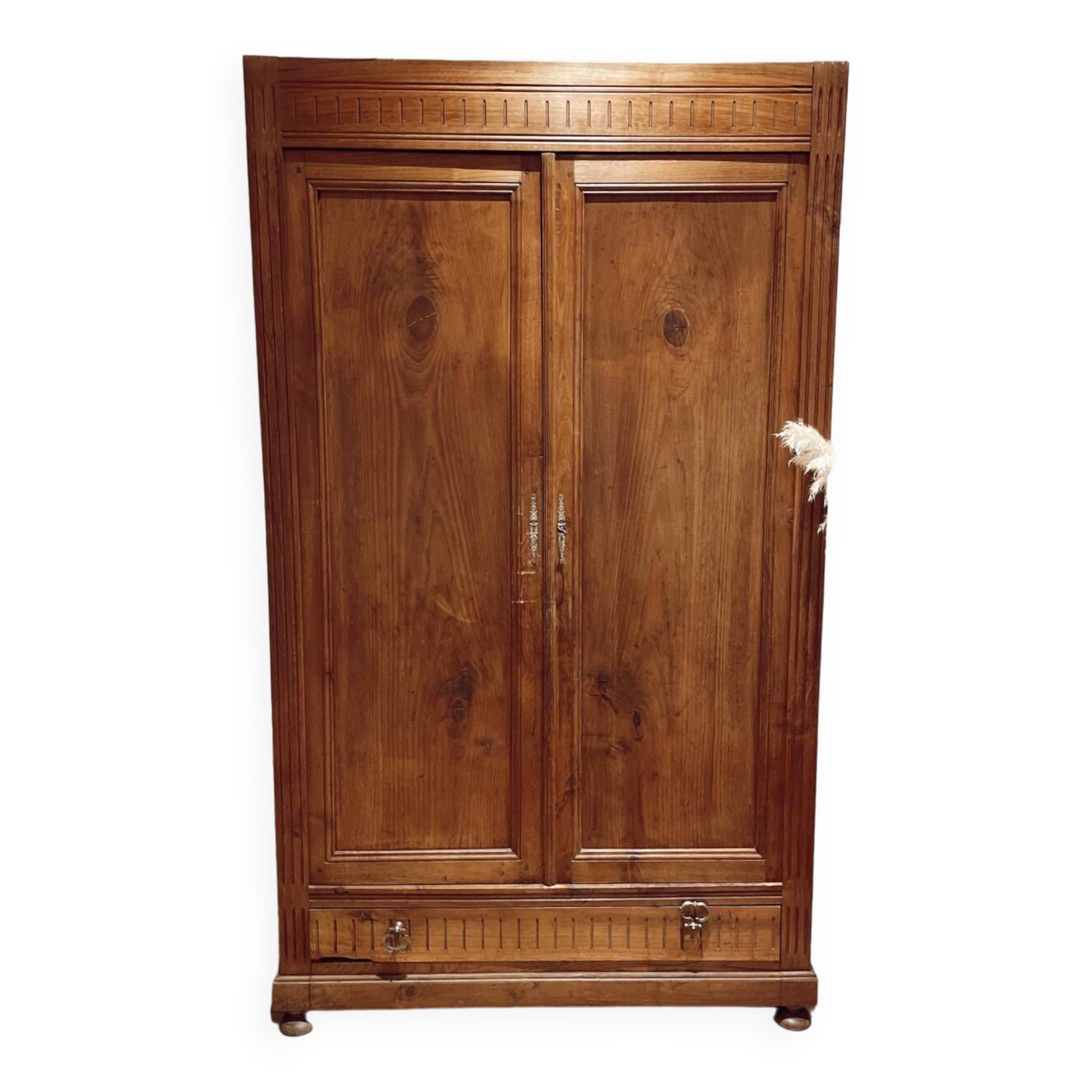 Vintage raw wood cabinet shelves and wardrobe