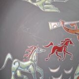 Rare pair of ceramic plates and enamel with mythological decoration. The 50s.