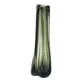 Brutalism vase, green pressed glass, Ząbkowice, Poland, 1970s