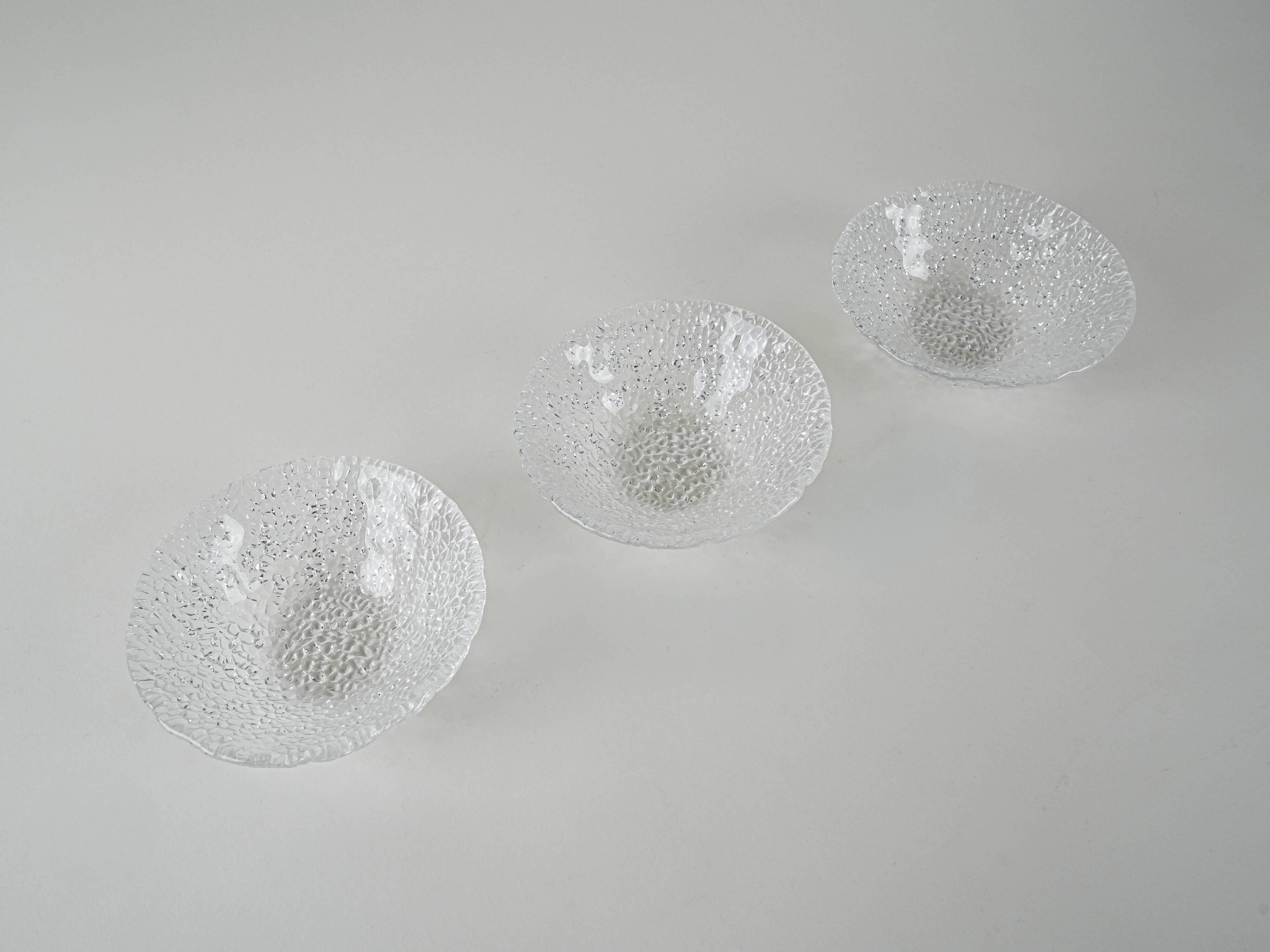 Set of glass bowls, Italian design, 1970s, production: Italy
