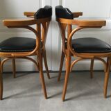 Paire de fauteuils bistrot en bois courbés