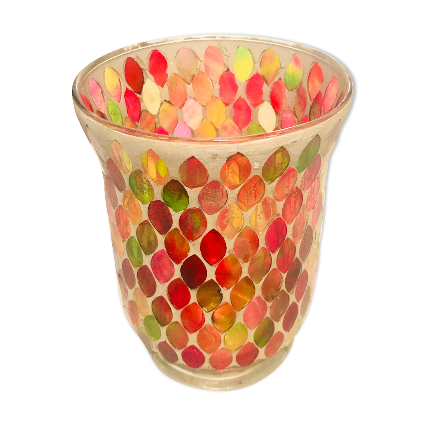 Mosaic stained glass photophore vase