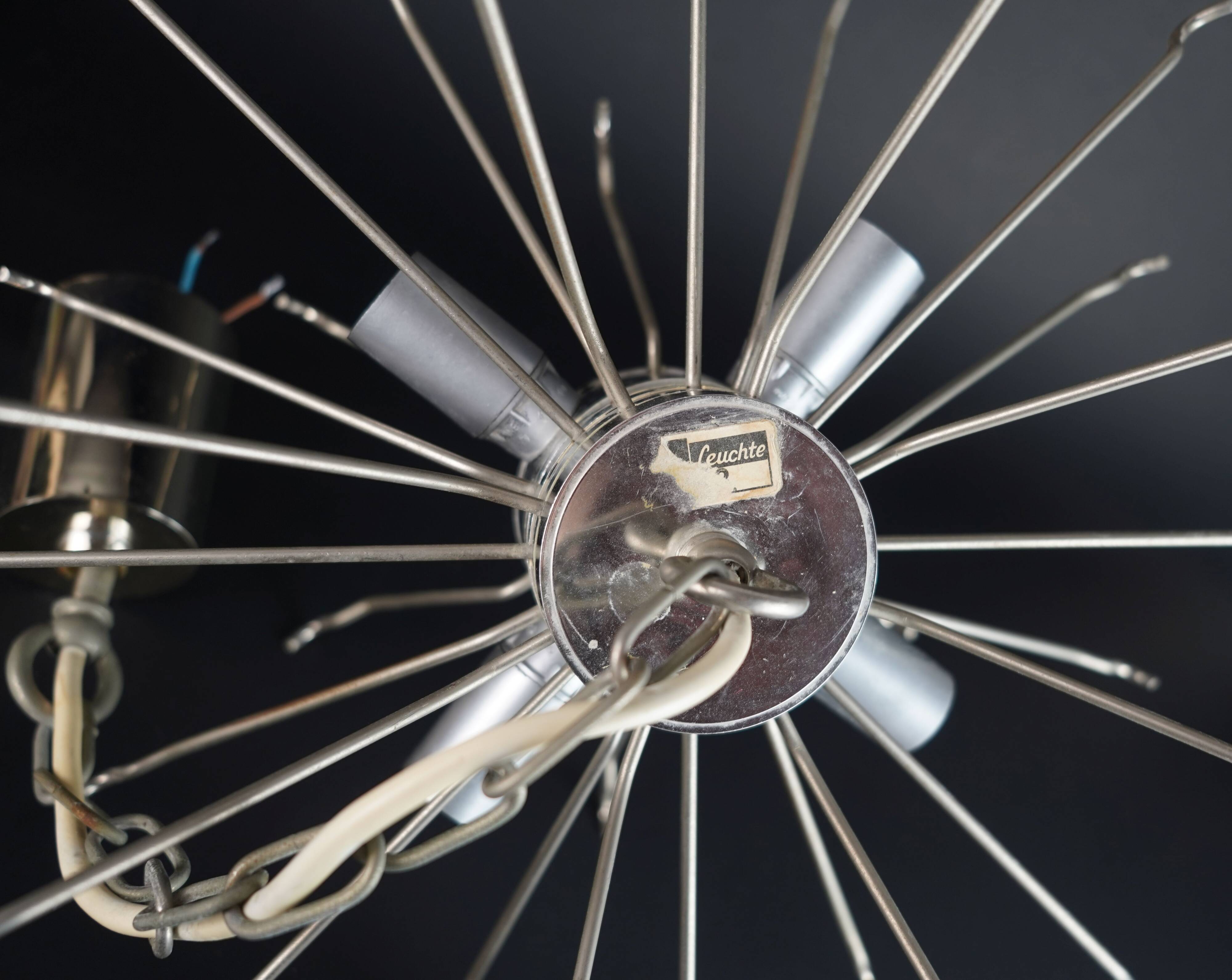 Mid century pendant light with 30 acrylic discs like ice glass 1960s 1970s