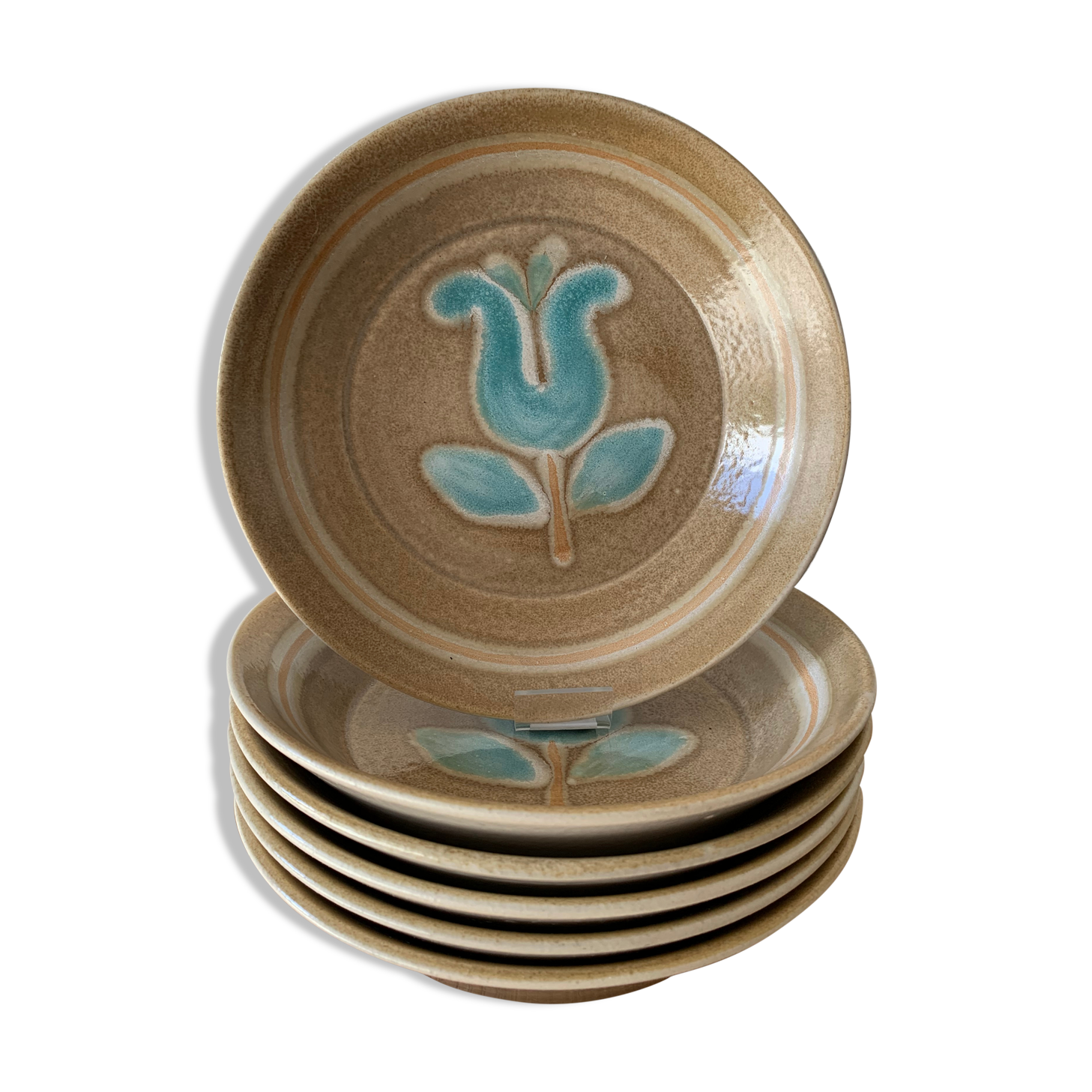 Lot of 6 hollow plates Faïencerie de Bretagne model Paloma