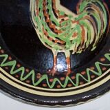 plat ancien terre cuite décor au coq