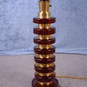 Glass and brass tablelamp from Möllers Armaturfabrik Eskilstuna, Sweden. 1970's.
