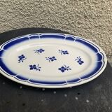 Plat de service fleurs bleues en faïence art déco