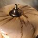 lamp 1900 brass bronze wood, marbled opaline shade 43x23 inter with dash