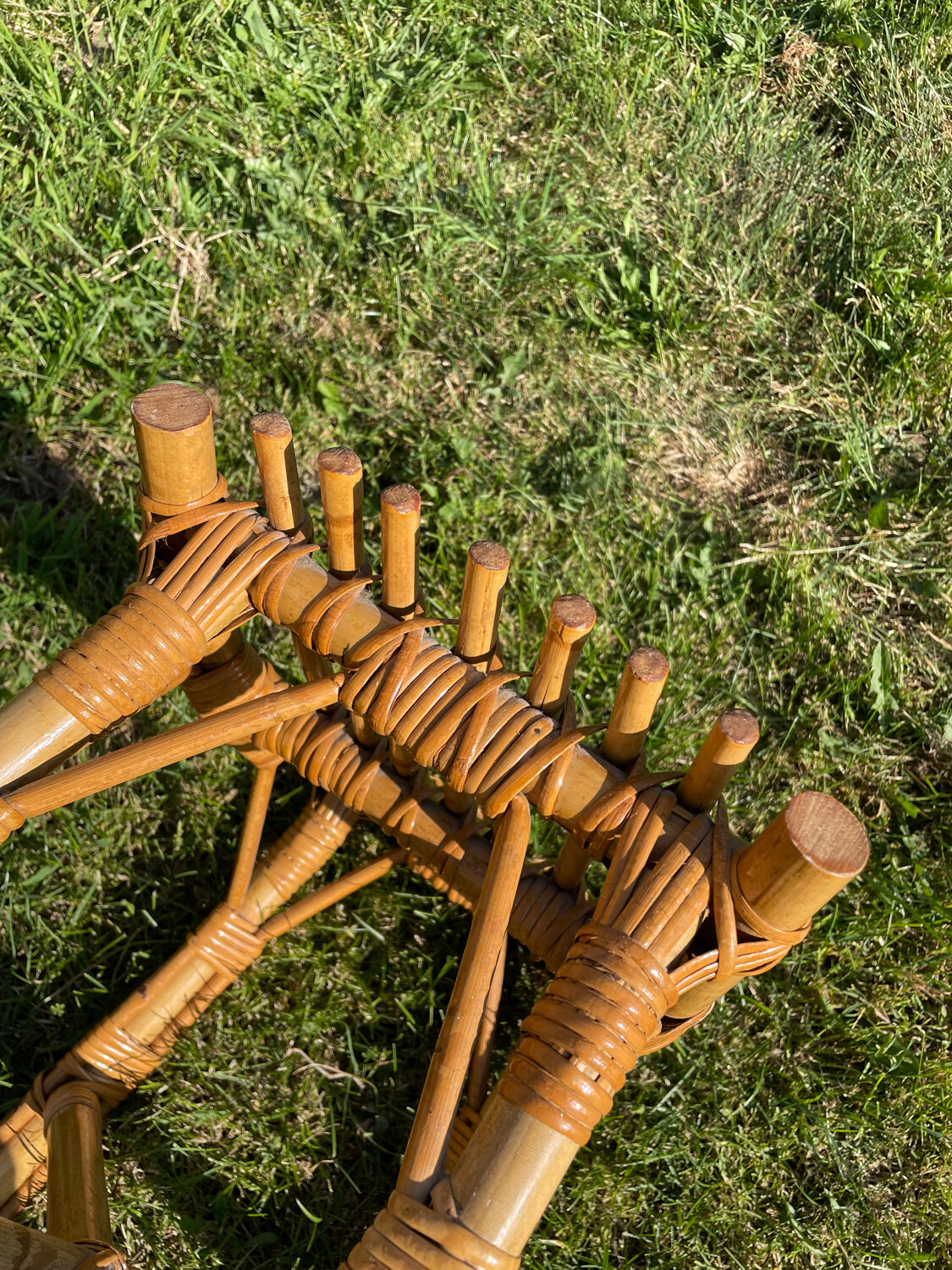 Vintage gondola rattan stool 1960