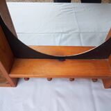 Round mirrored wooden shelf from the 80s
