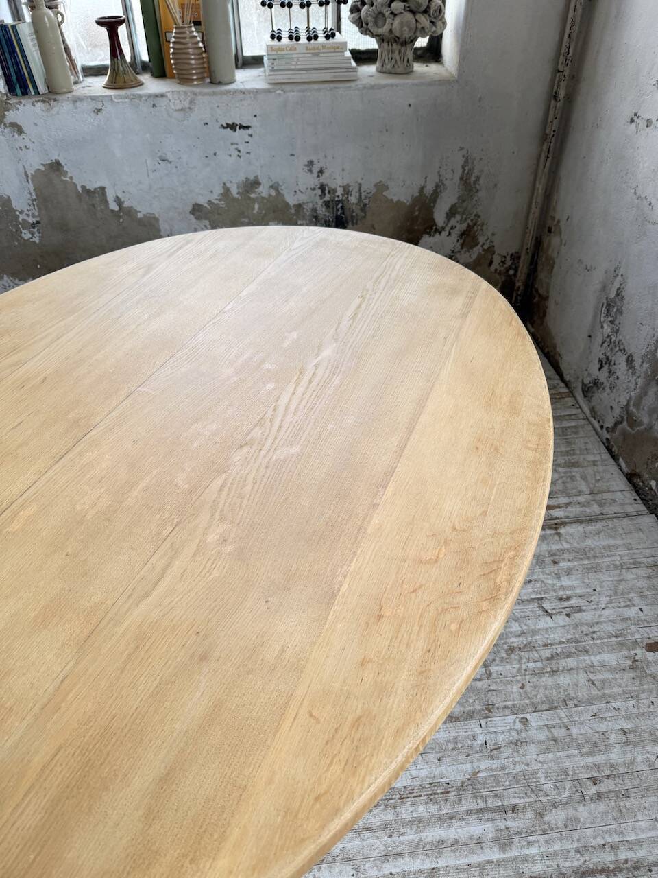Oval farmhouse table oak 1960