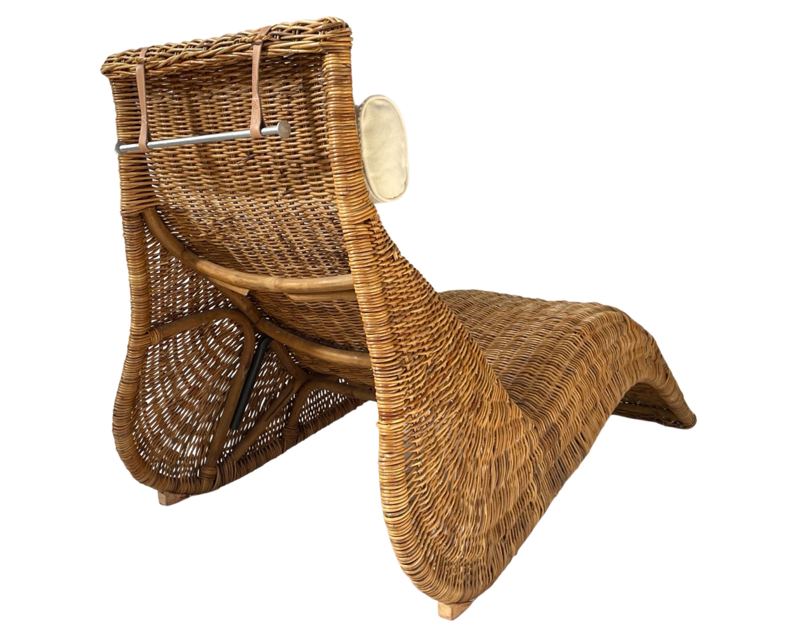 Karlskrona Rattan Wicker Chaise Lounge by Karl Malmvall for Ikea