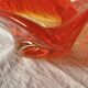 Large vintage orange blown glass ashtray