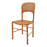 Vintage organic style chair in faux bamboo and caning - 1960s