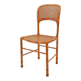 Chaise vintage de style organique en faux bambou et cannage - années 1960