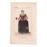 Gravure Couleur XIXe 1840 Mode Femme Dame de Qualité Fascion Dress Robe Règne de Henri III