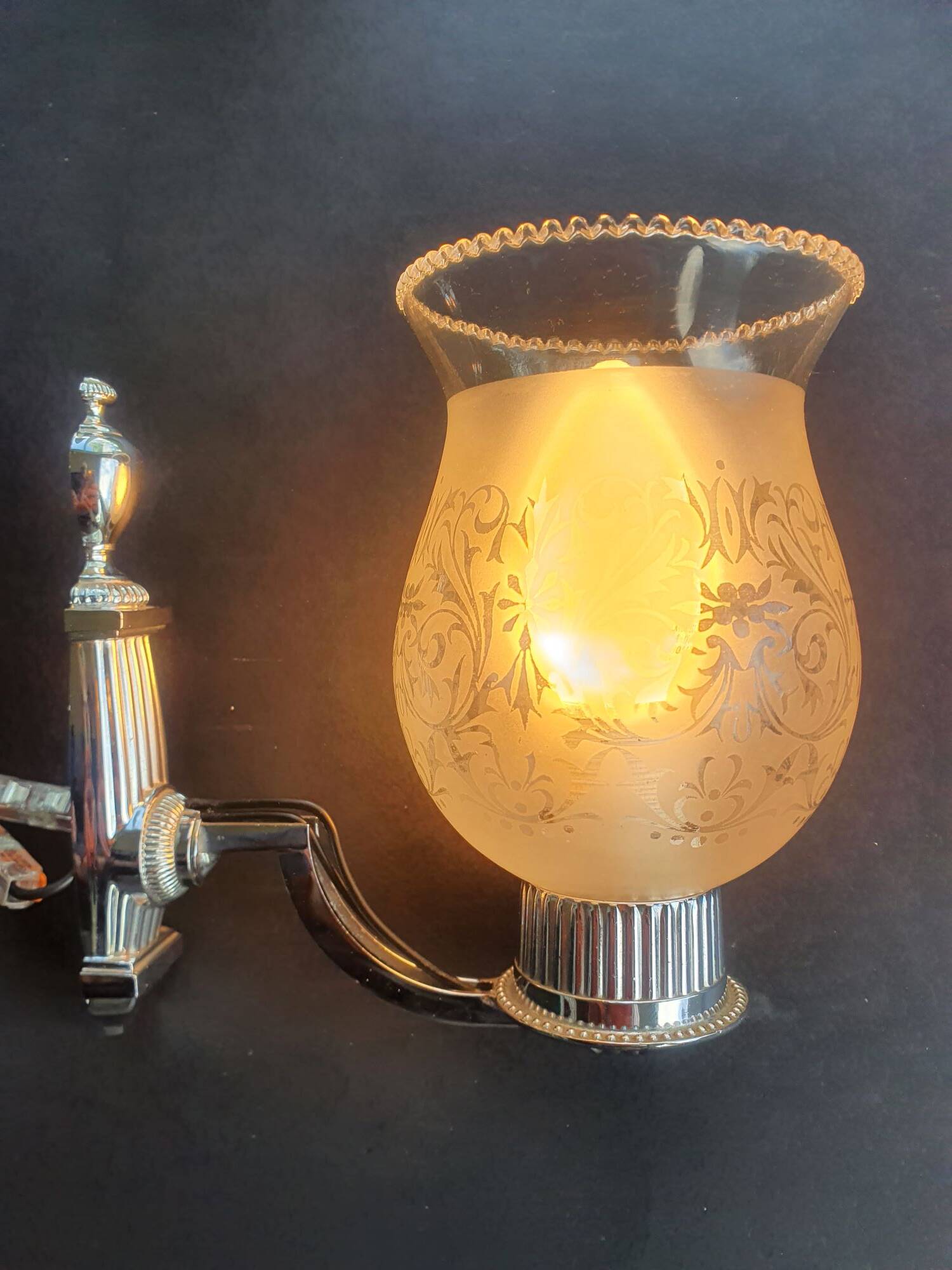 Pair of chrome wall sconces vintage bathroom