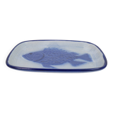 Large St Clément dish with blue fish decoration