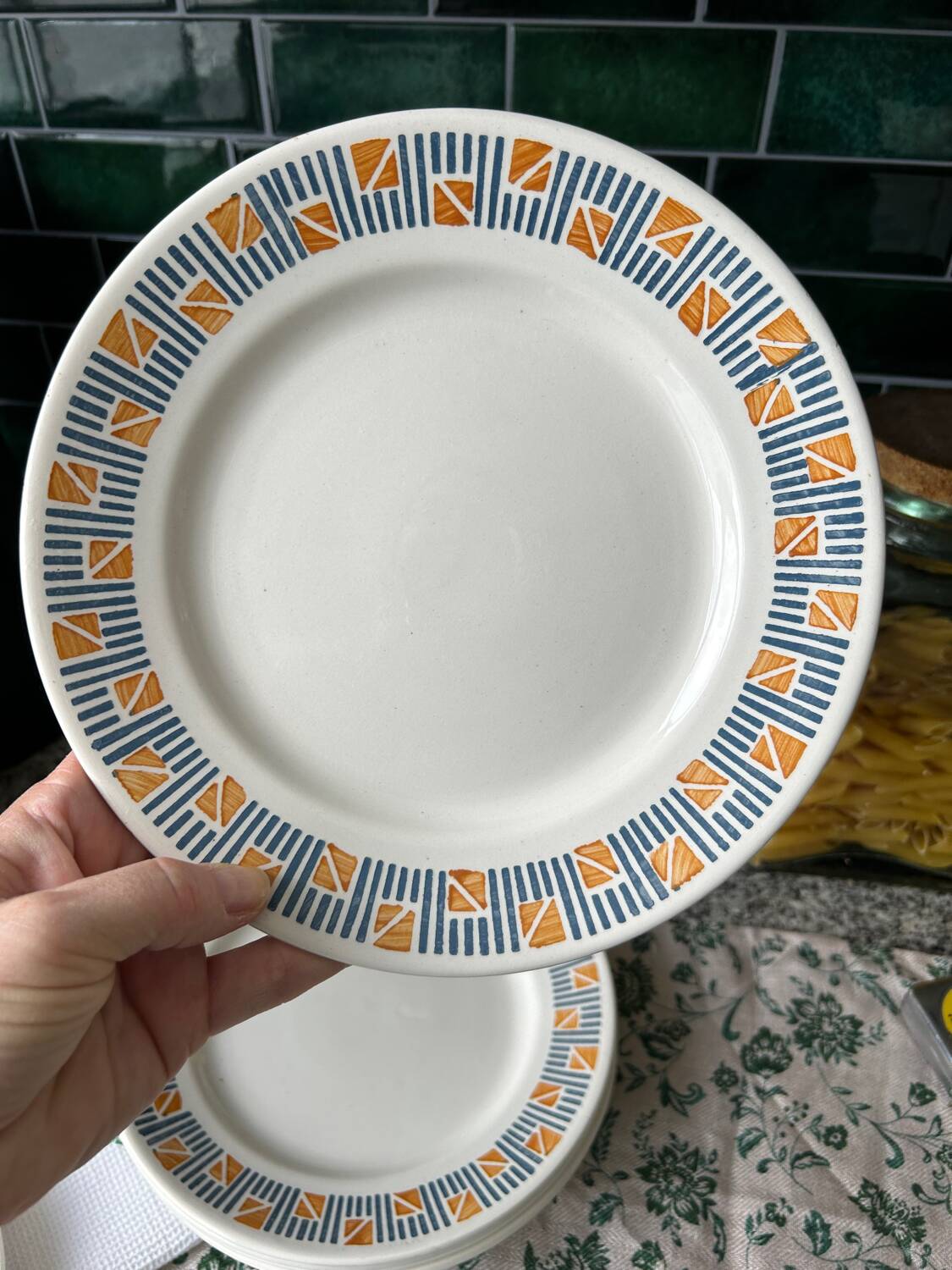 6 flat plates Dolly Faïencerie Nouvelle